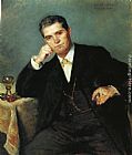 Lovis Corinth Canvas Paintings - Portrait of Franz Heinrich Corinth with a Glass of Wine